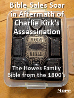 Bible sales across the United States soared following the assassination of Charlie Kirk, adding to the surge of Americans returning to church. According to a report from The Wall Street Journal, 2.4 million Bibles were sold across the country in September, a 36% increase from September 2024. ''September brought a wave of troubling events-violence, geopolitical tensions and economic uncertainty-underscoring a pattern: In times of crisis, more people turn to faith for comfort and support.''